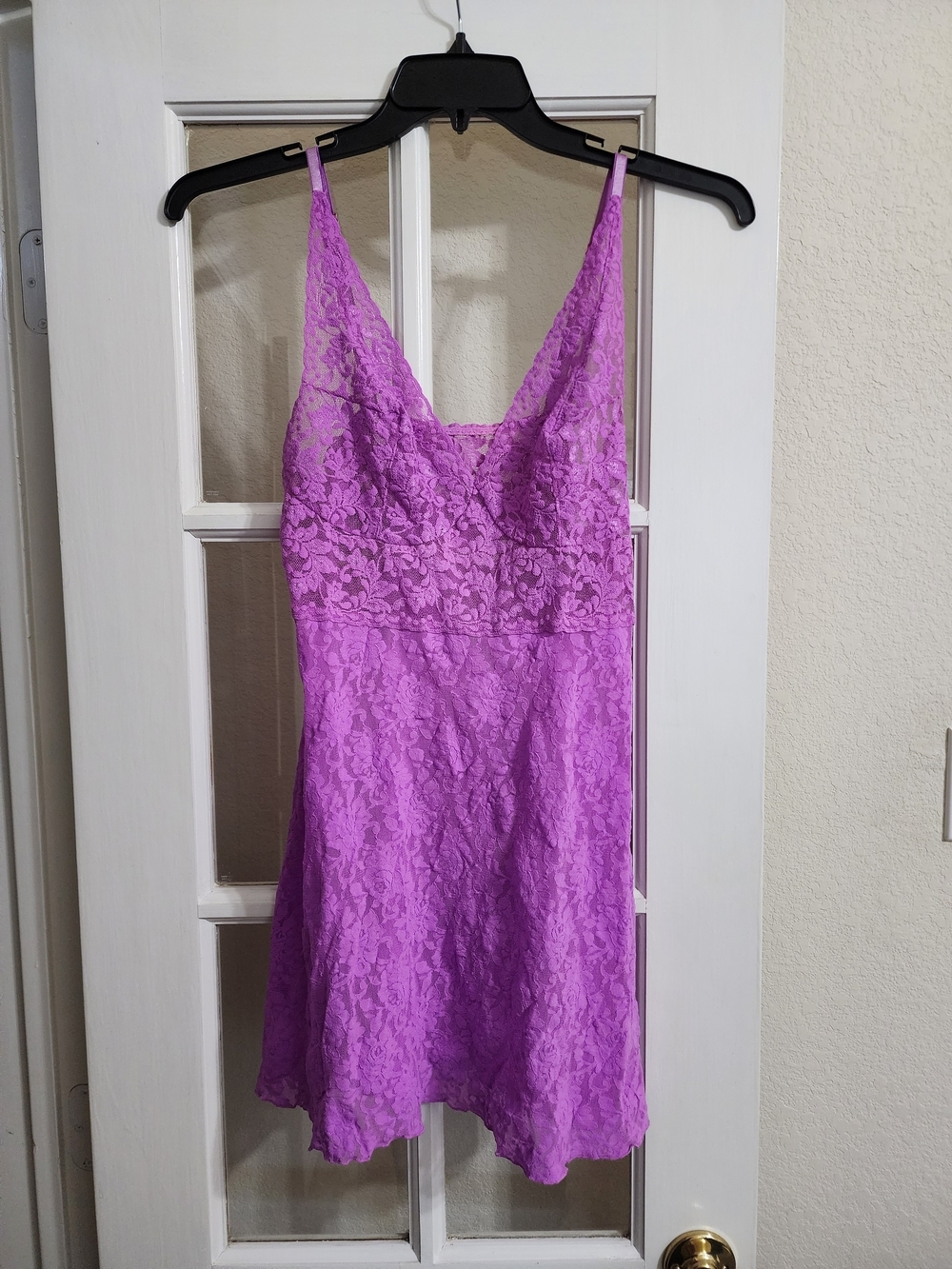 Hanky Panky Purple Orchid Signature Lace Plunge Chemise Slip Dress Medium